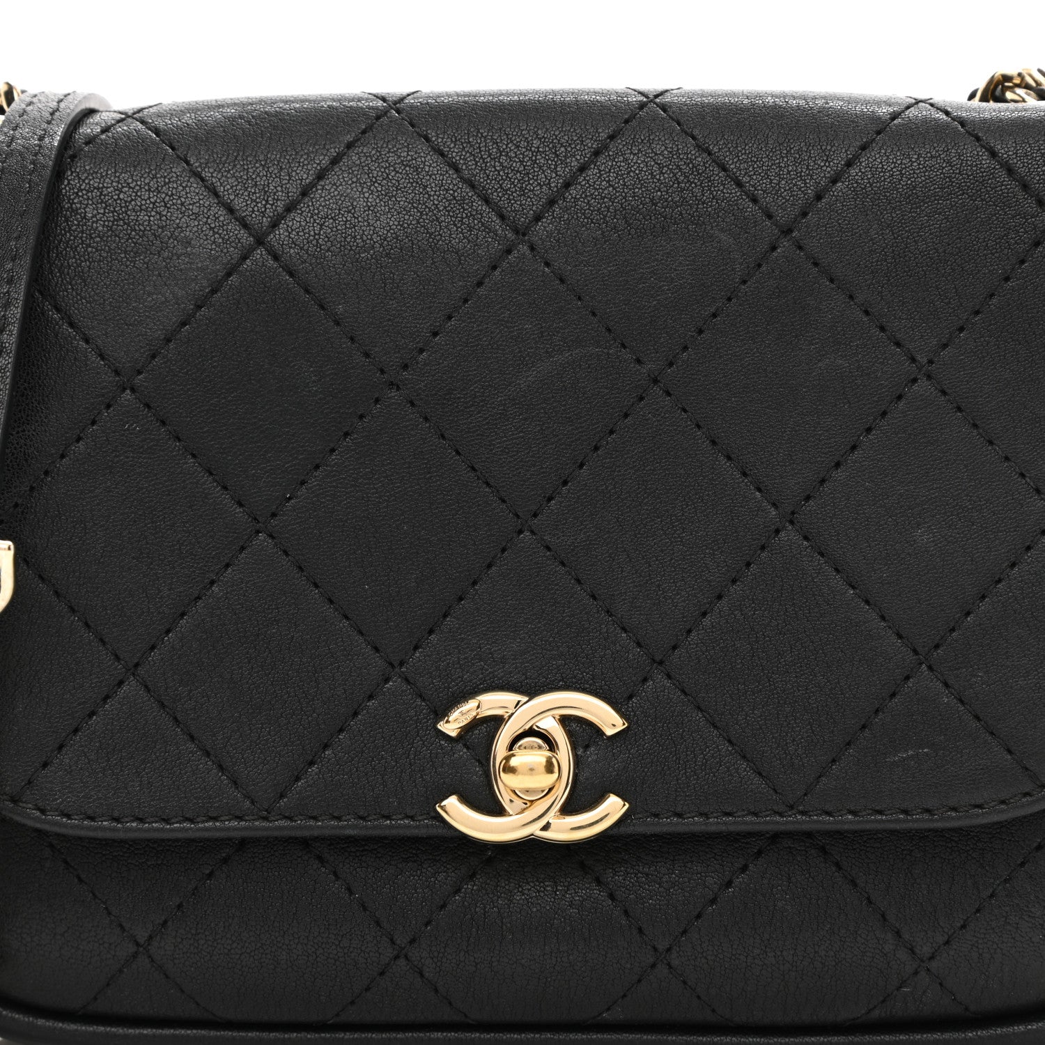 Chanel Goatskin Stitched Casual Trip Single Flap Black 15 of 19