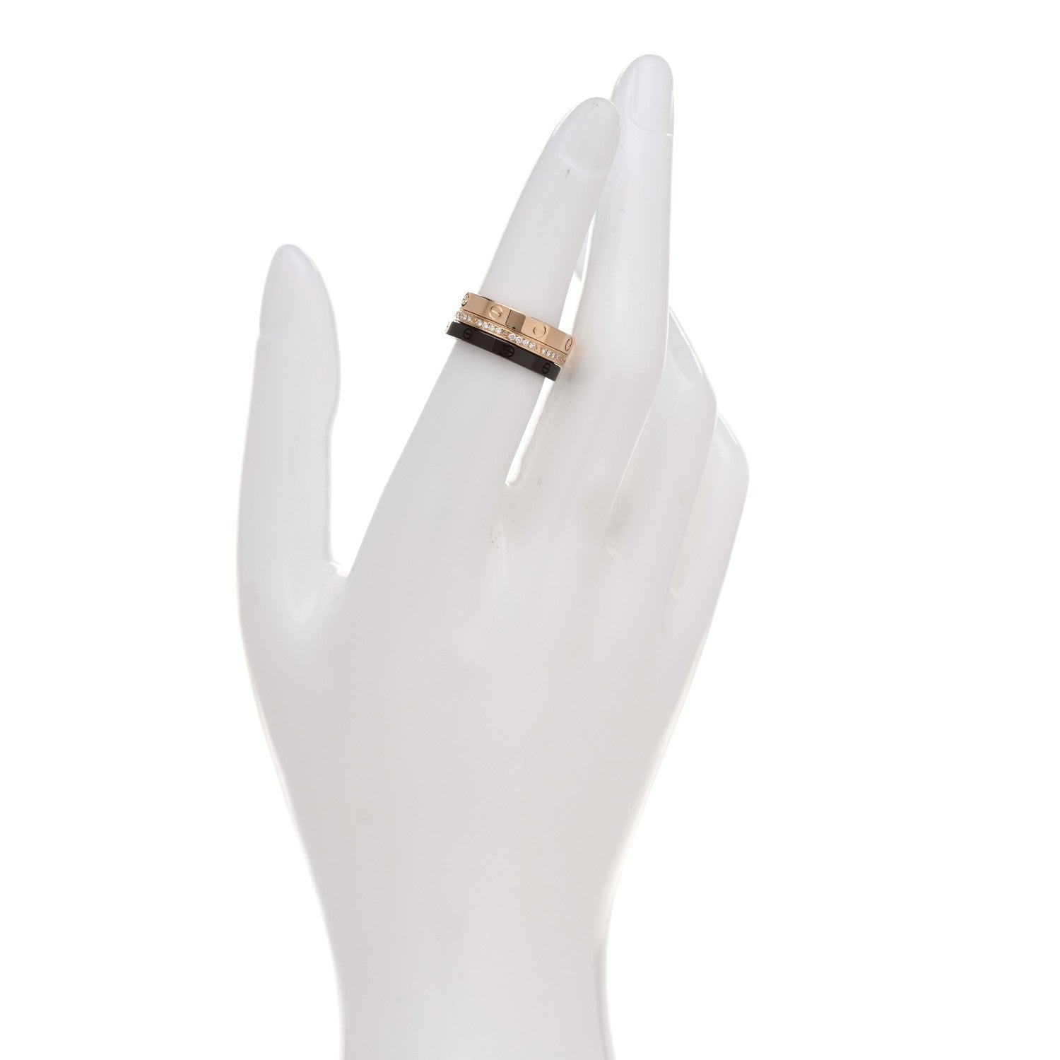 Cartier 18K Pink Gold Diamond Ceramic LOVE Ring Set 51 5.75 2 of 5