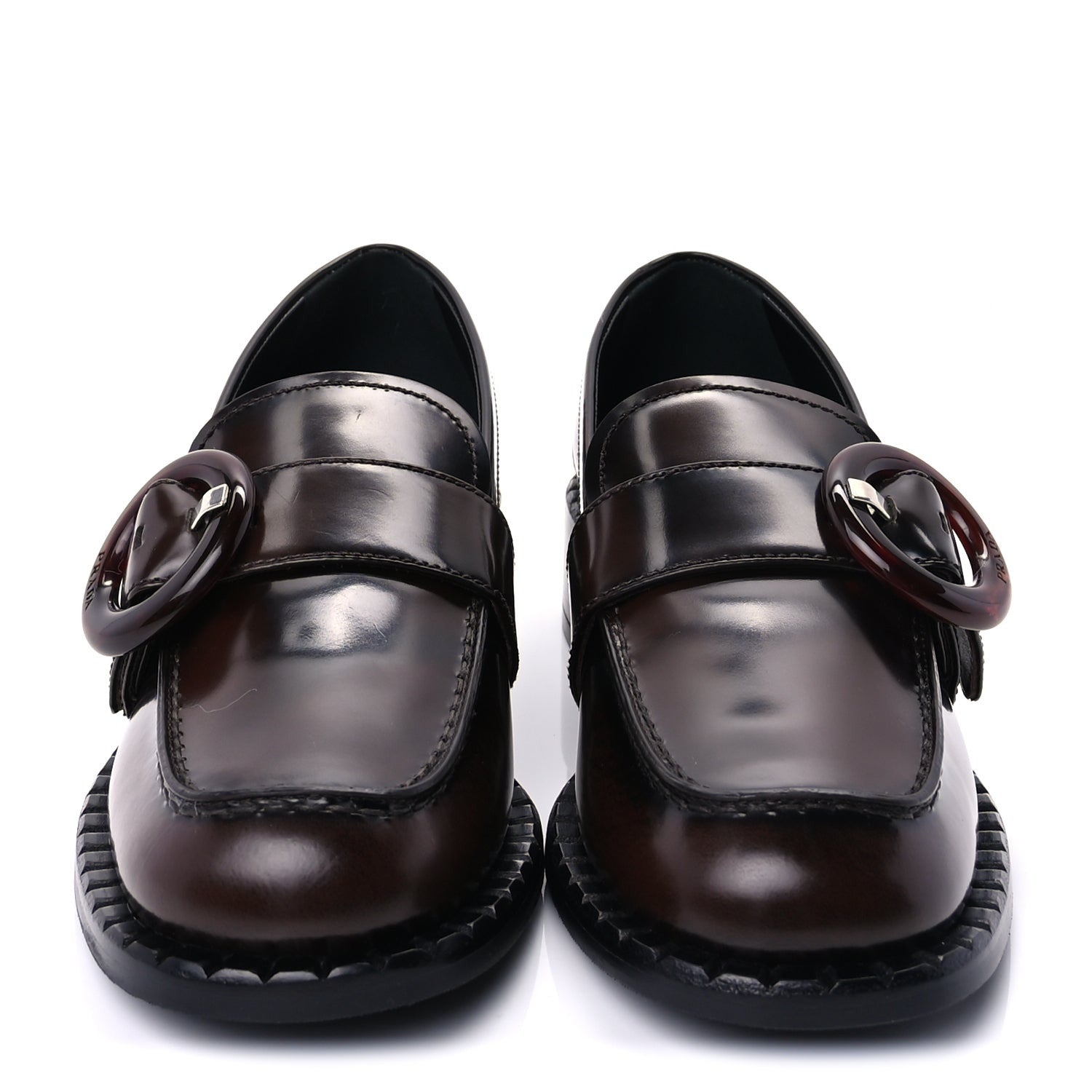 Prada Spazzolato Fume Sienna Loafers 37  Bruciato 2 of 9