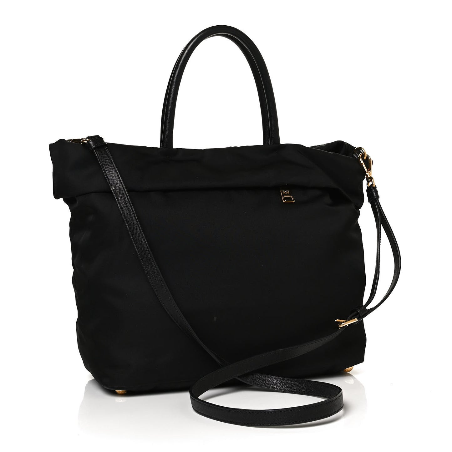 Tessuto Nylon Calfskin Tote Black