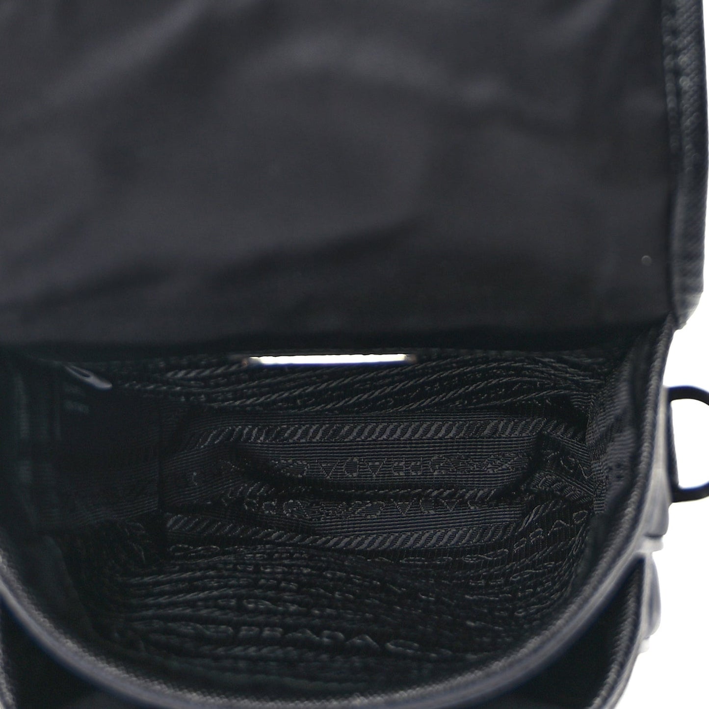 Re-Nylon Saffiano Mini Pocket Single Snap Buckle Messenger Bag Black