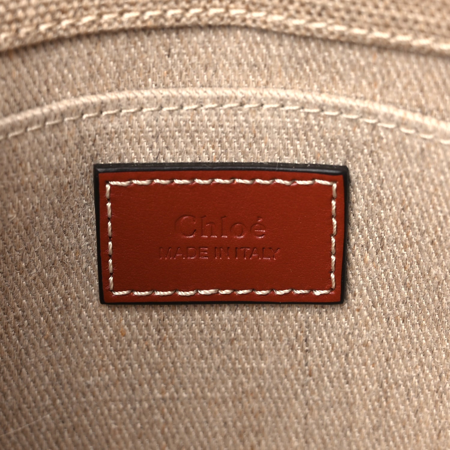 Chloe Cotton Calfskin Mini Woody Ribbon Tote White Brown 5 of 10
