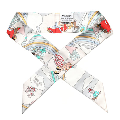 Hermes Silk Carres Volants Twilly Grenadine Gris Perle Rose Pale 1 of 4