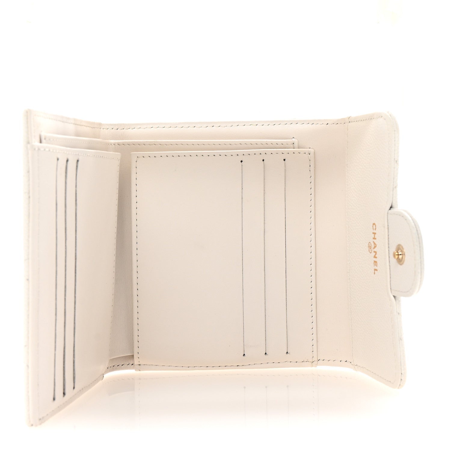 Chanel Caviar Quilted Compact Flap Wallet White 5 of 7