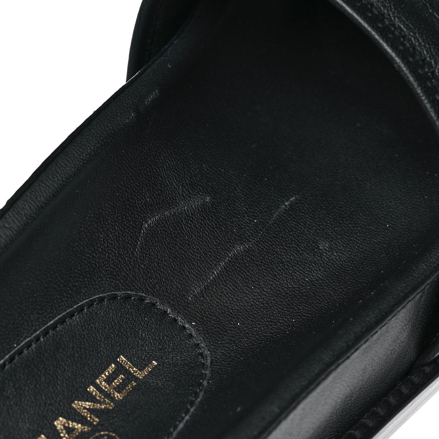 Lambskin Cha-Nel Mule Sandals 35.5 Black Multicolor