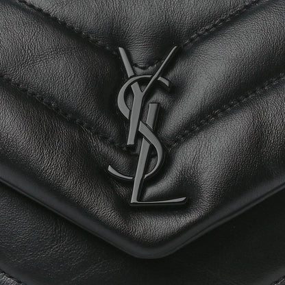 Saint Laurent Calfskin Y Quilted Monogram Monochrome Toy Loulou Crossbody Bag Black 9 of 11