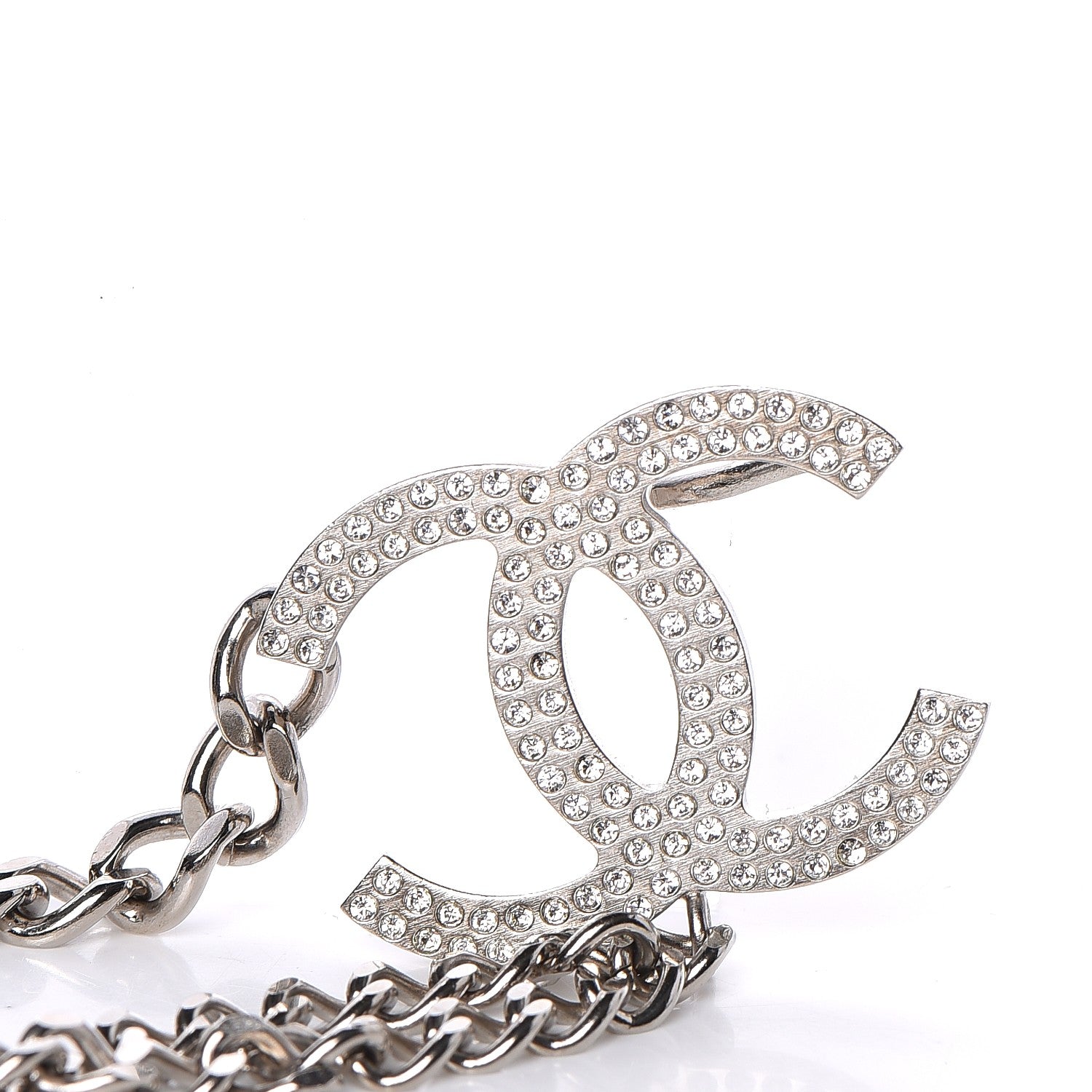 Chanel Crystal CC Charm Chain Belt Silver 3 of 6