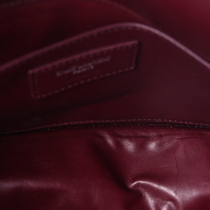 Saint Laurent Snakeskin Medium Classic Monogram Satchel Burgundy 4 of 7