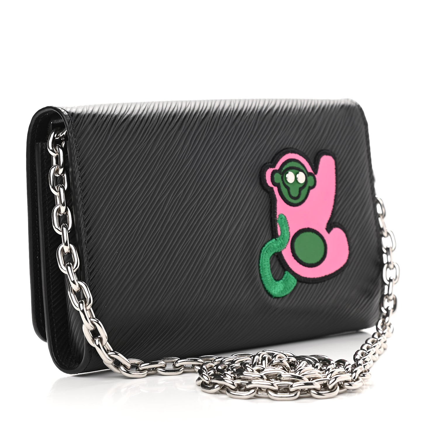 Epi LV Stories Twist Chain Wallet Black