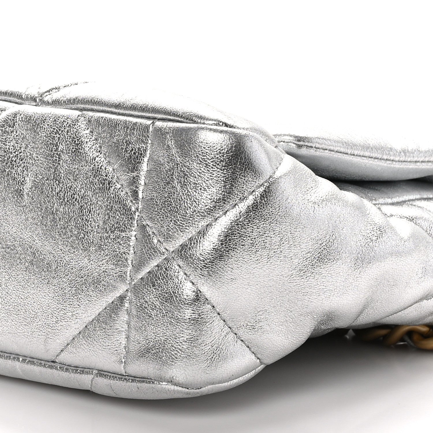 Chanel Metallic Goatskin Quilted Medium Chanel 19 Flap Silver 10 of 10