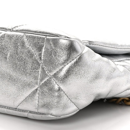 Chanel Metallic Goatskin Quilted Medium Chanel 19 Flap Silver 10 of 10