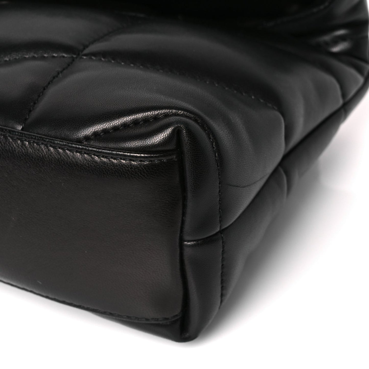 Lambskin Quilted Toy Loulou Puffer Monogram Chain Satchel Black