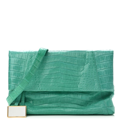 Nancy Gonzalez Crocodile Foldover Clutch Green 1 of 11