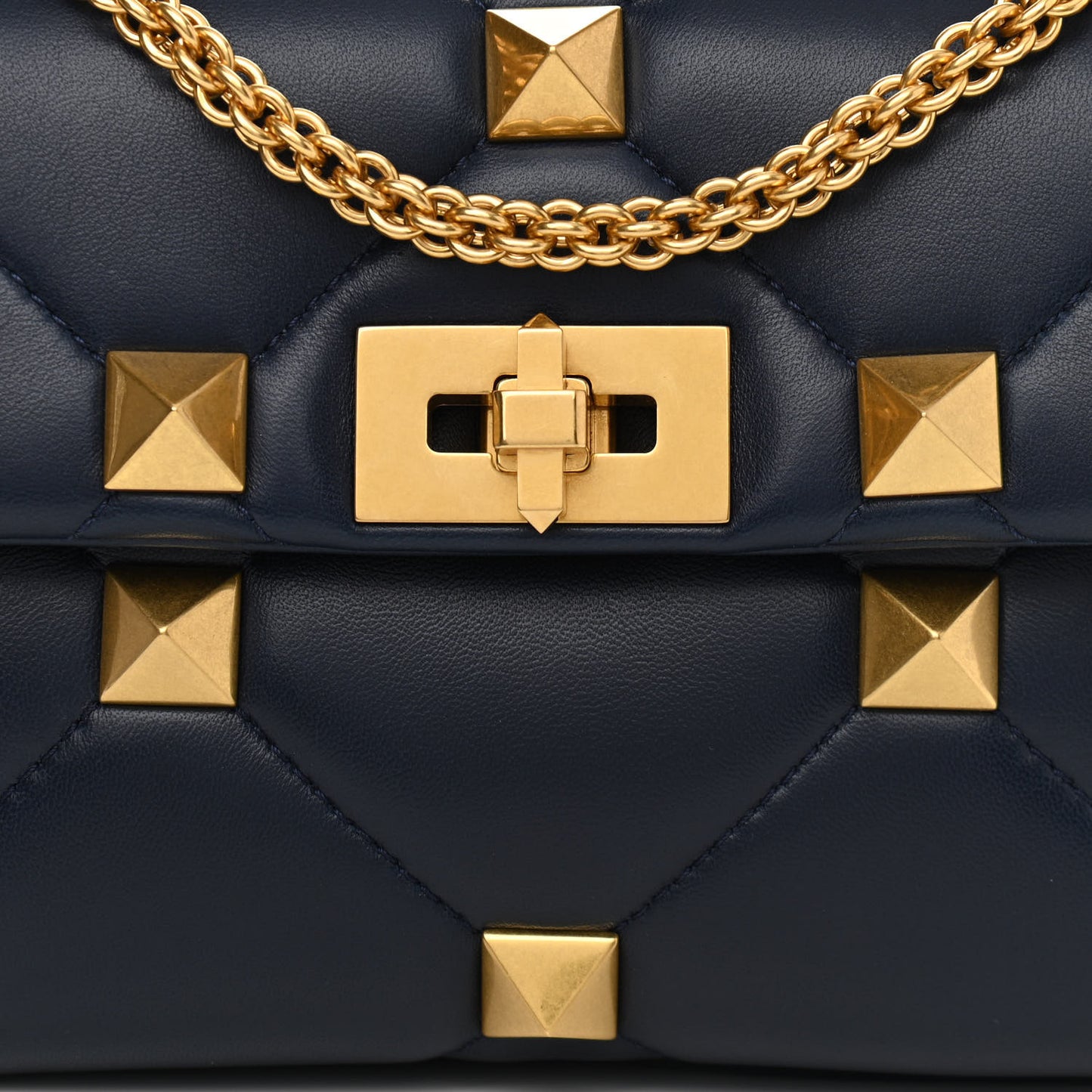 Nappa Medium Roman Stud Shoulder Bag Navy