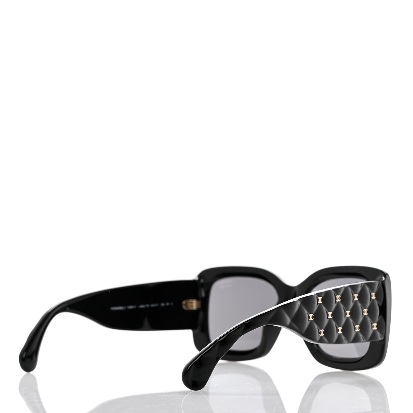 Acetate Quilted CC Rectangle Sunglasses 5483-A Black