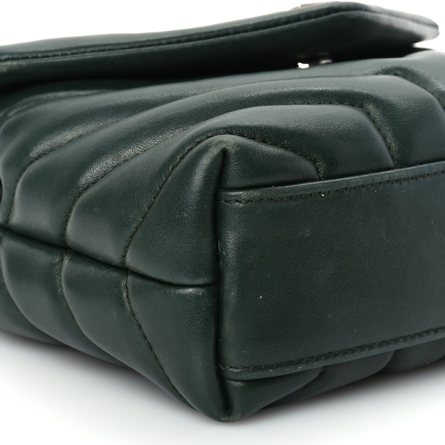 Saint Laurent Calfskin Y Quilted Monogram Toy Loulou Crossbody Bag Deep Green 7 of 8