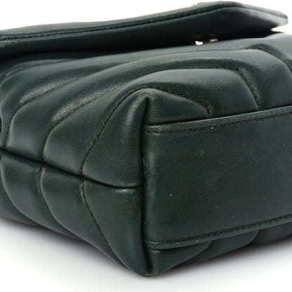 Saint Laurent Calfskin Y Quilted Monogram Toy Loulou Crossbody Bag Deep Green 7 of 8