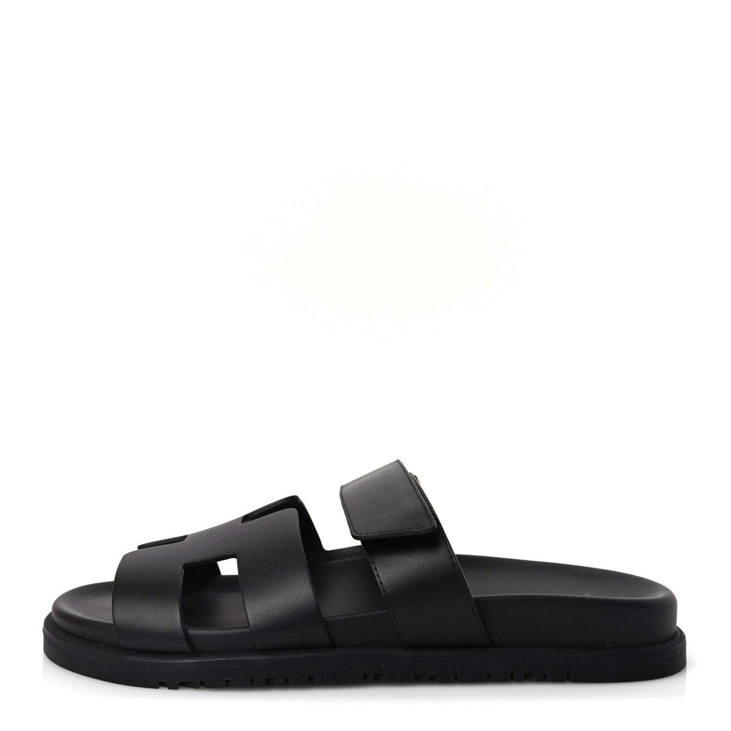 Hermes Calfskin Womens Chypre Sandals 38.5 Black 1 of 9