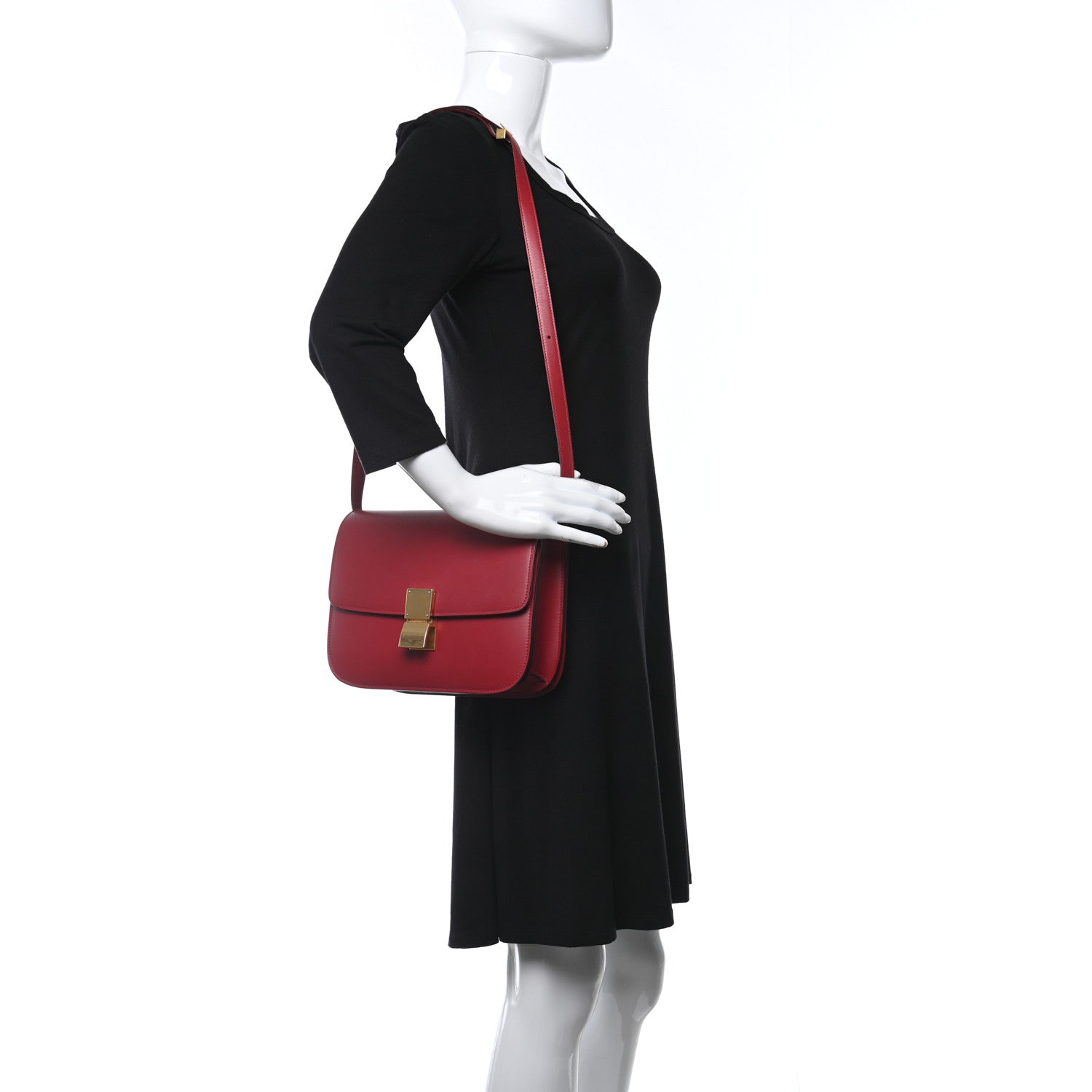 Celine Box Calfskin Medium Classic Box Flap Bag Red 2 of 10