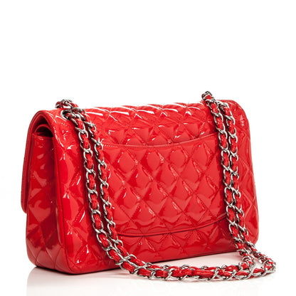 Chanel Patent Quilted Jumbo Double Flap Dark Red 3 of 12