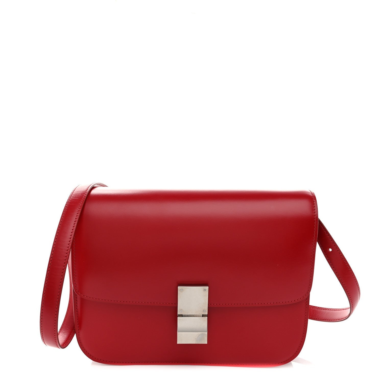 Celine Smooth Calfskin Medium Classic Box Flap Bag Red 1 of 7