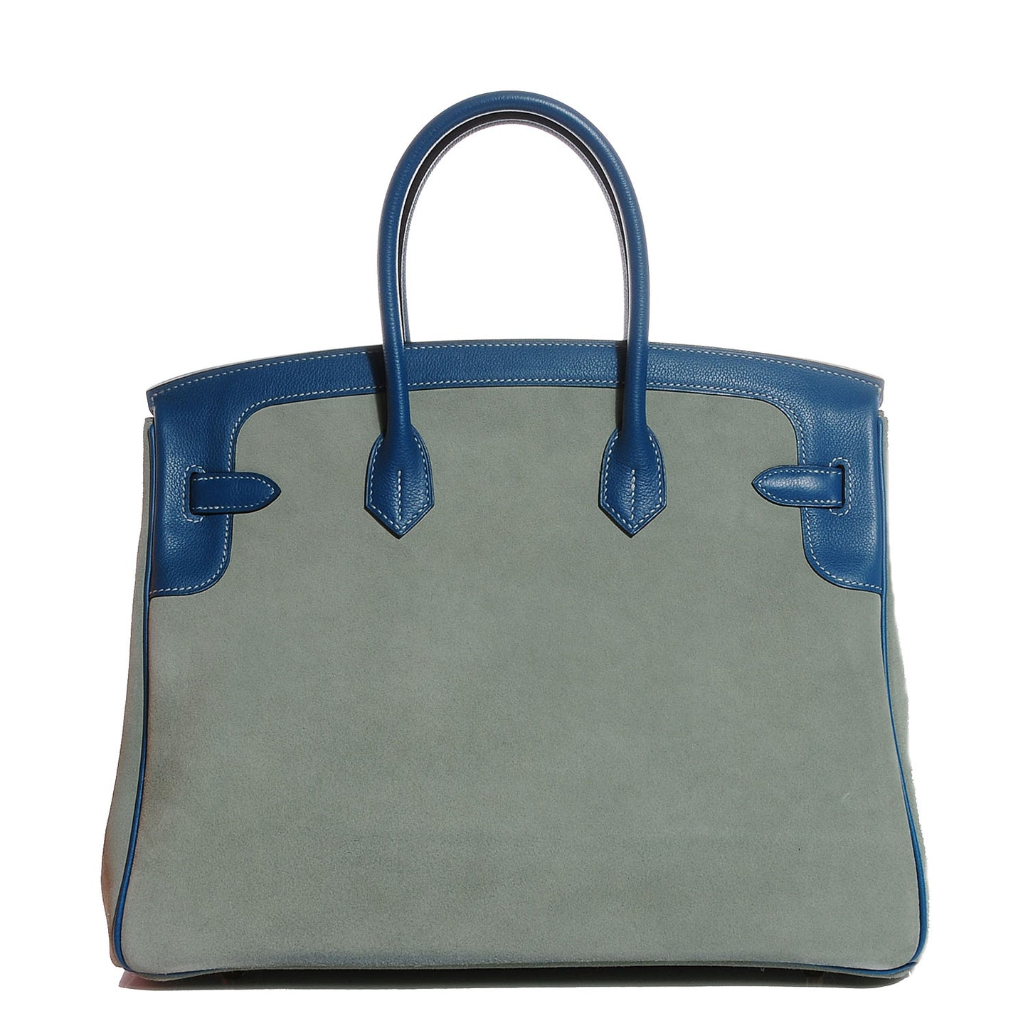Veau Doblis Evergrain Grizzly Birkin 35 Bleu de Galice Ciel