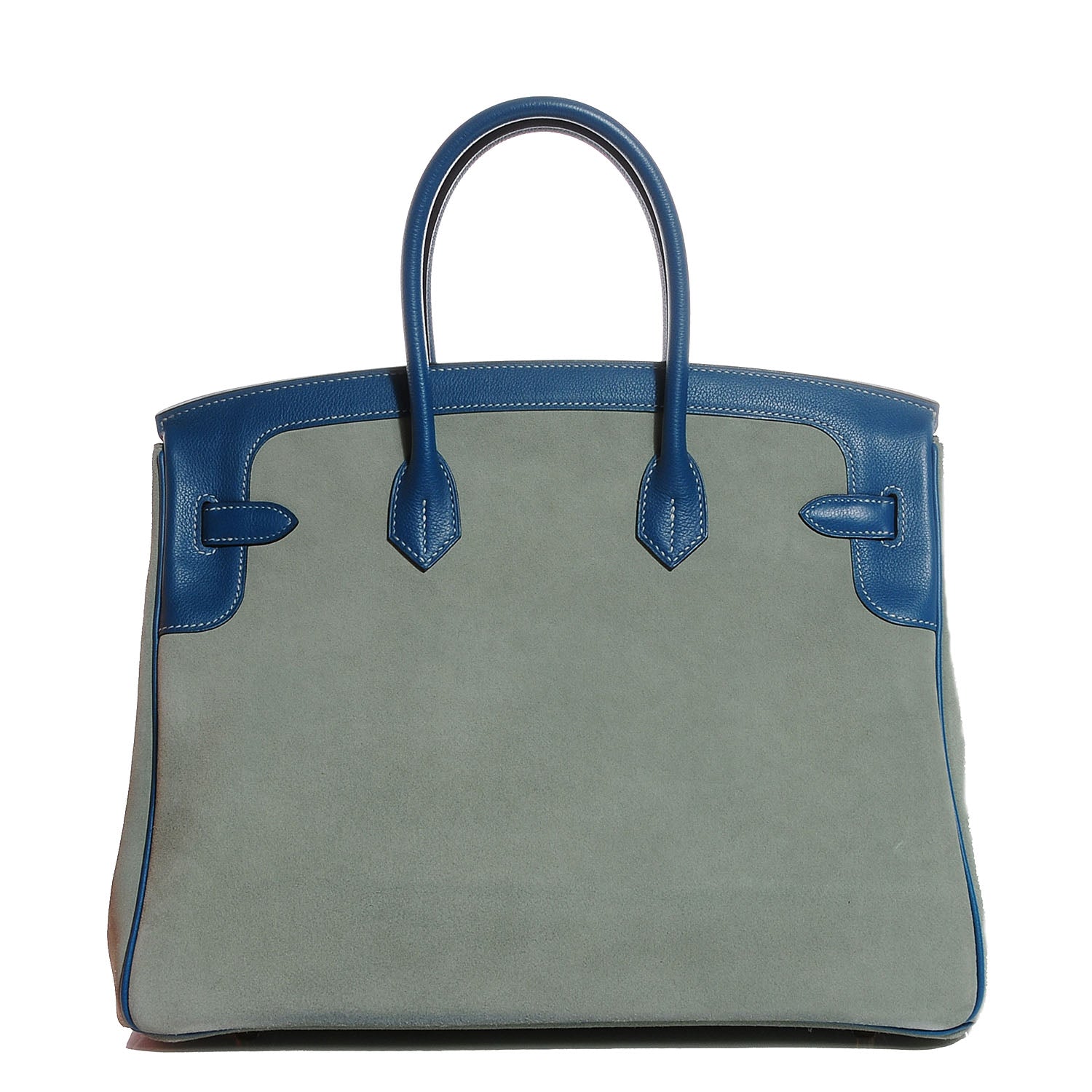 Hermes Veau Doblis Evergrain Grizzly Birkin 35 Bleu de Galice Ciel 3 of 26