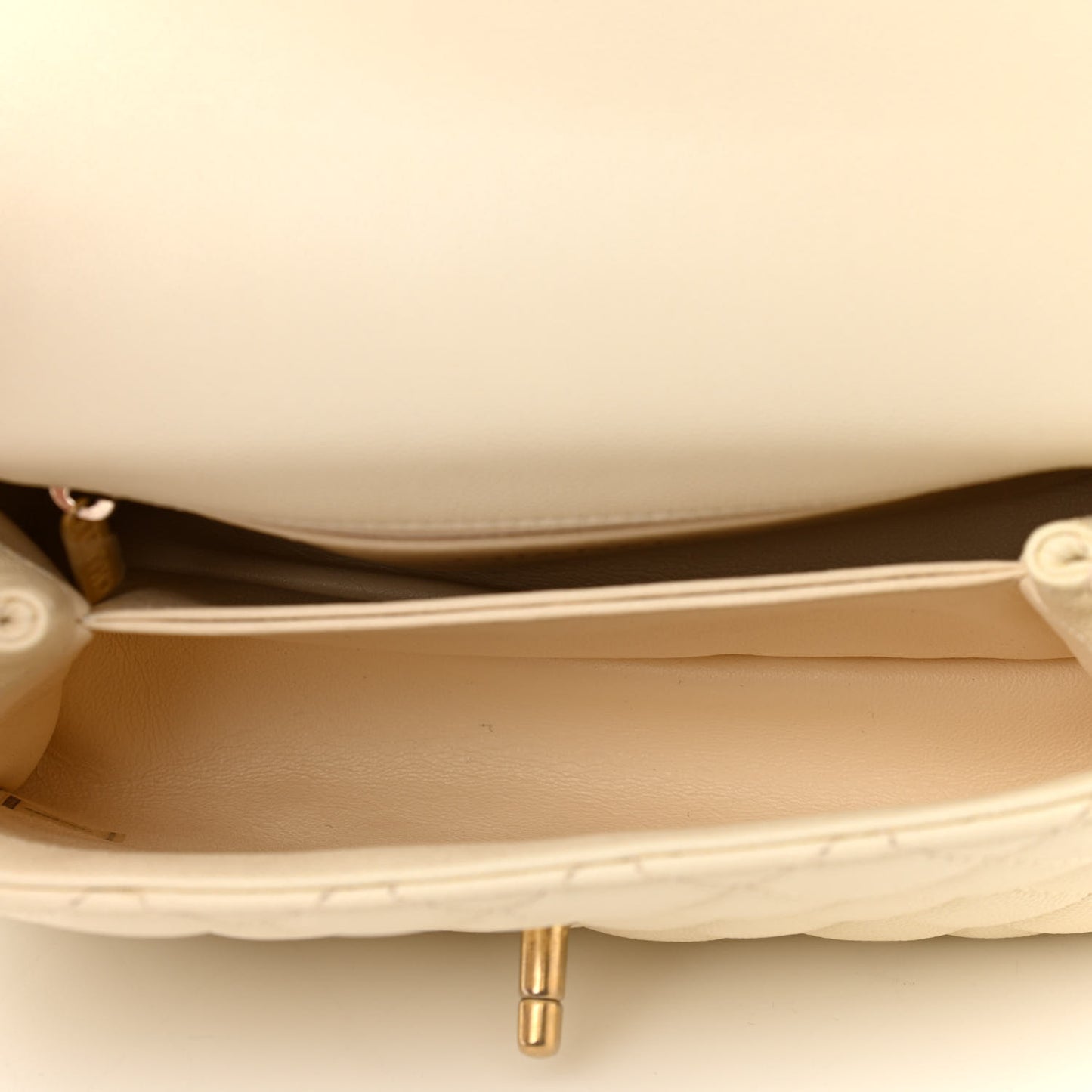 Caviar Elaphe Quilted Mini Coco Handle Flap Ivory
