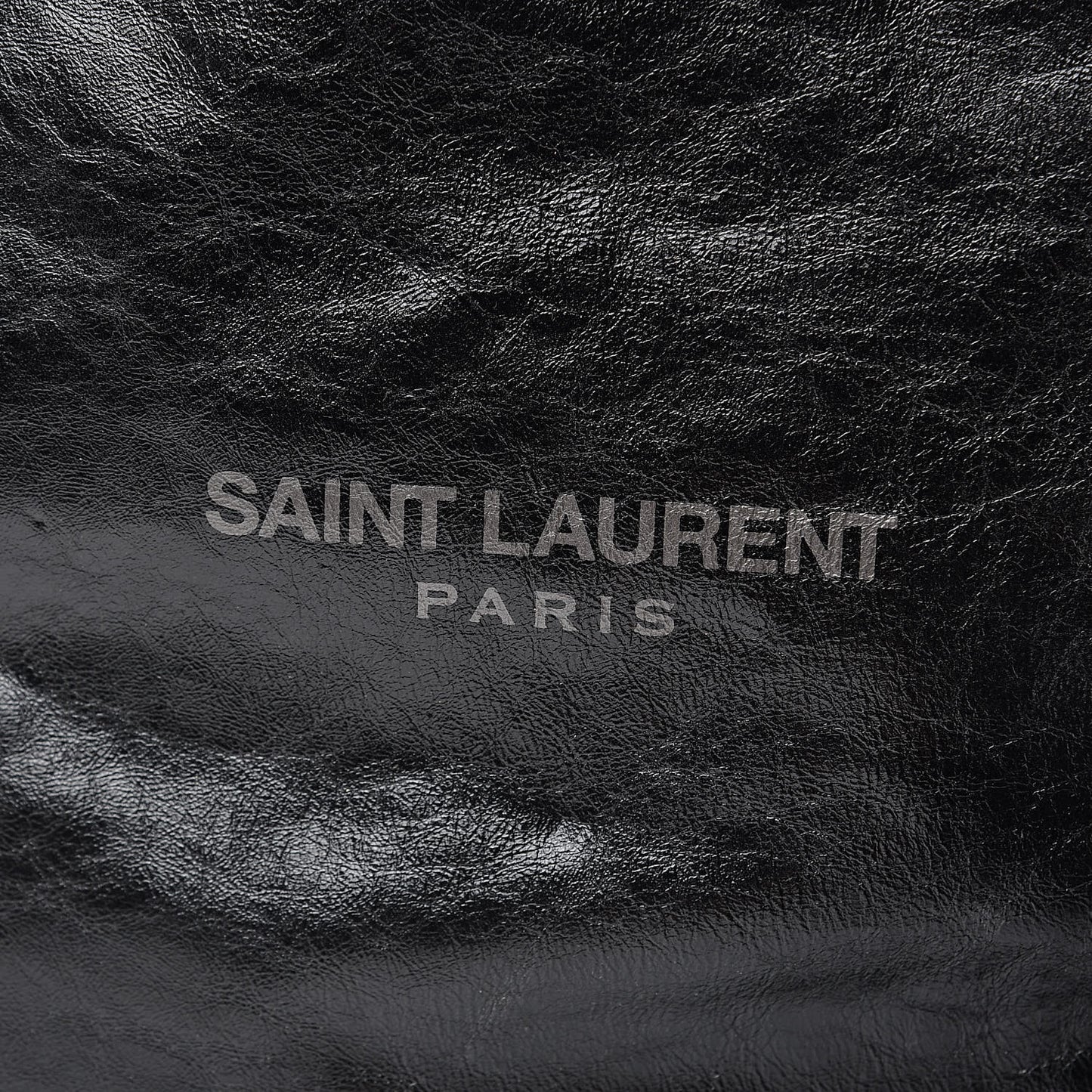 Cracked Shiny Calfskin Teddy Drawstring Bag Black