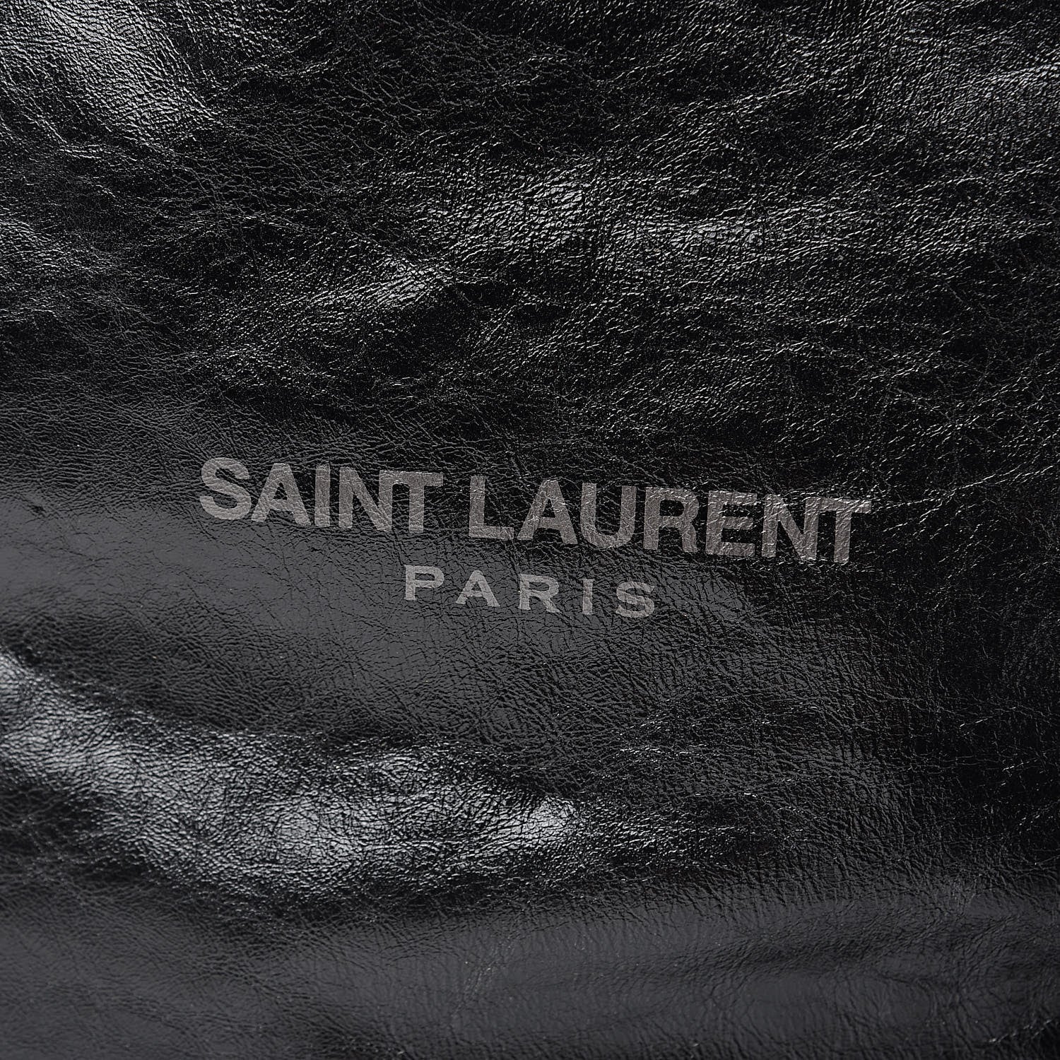 Saint Laurent Cracked Shiny Calfskin Teddy Drawstring Bag Black 9 of 9