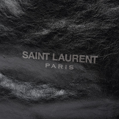 Saint Laurent Cracked Shiny Calfskin Teddy Drawstring Bag Black 9 of 9