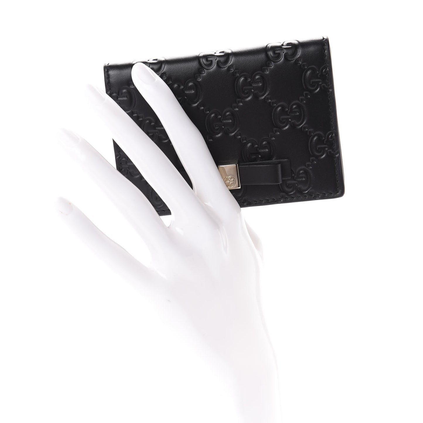 Guccissima Bow Train Pass Case Black