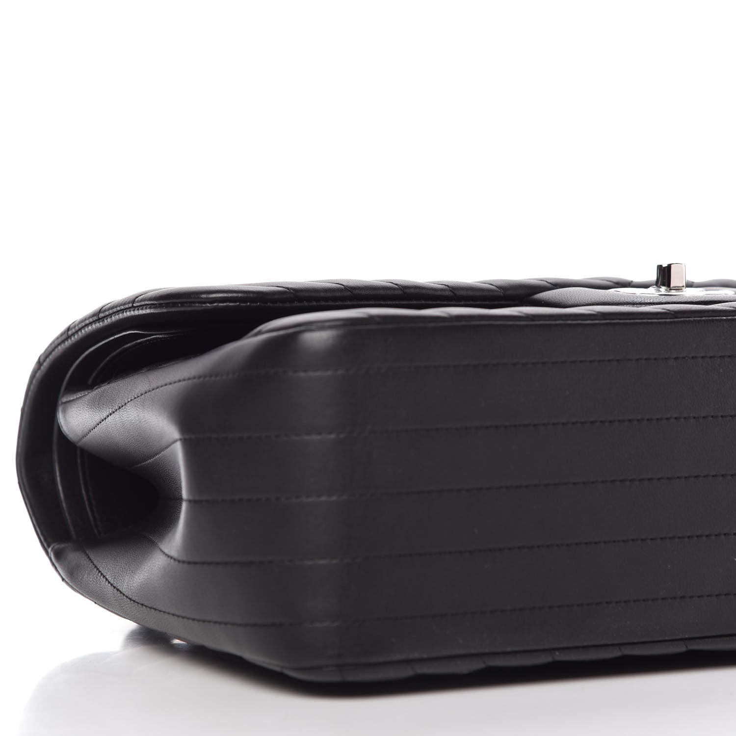 Chanel Lambskin Chevron Quilted Jumbo Double Flap Black 6 of 10