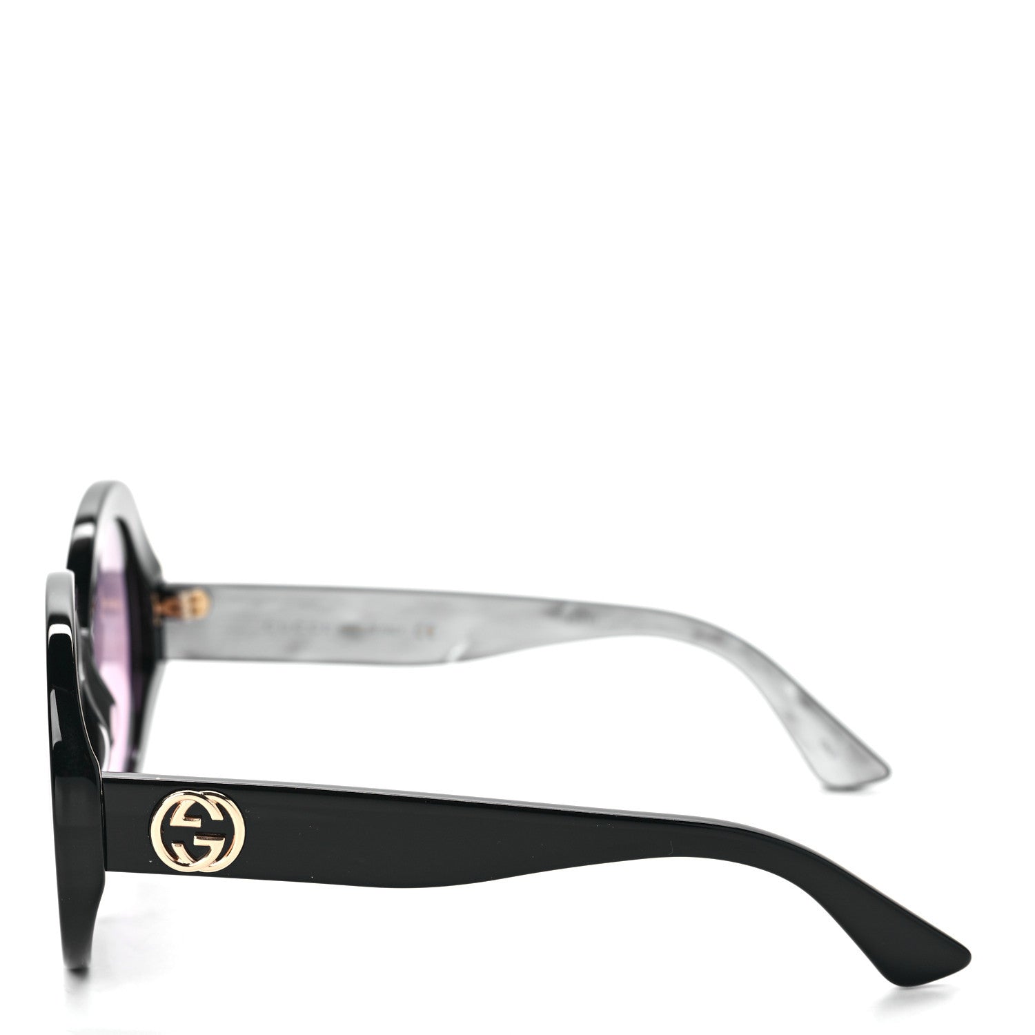 Gucci Acetate Round GG0319S Sunglasses Black Grey 3 of 9