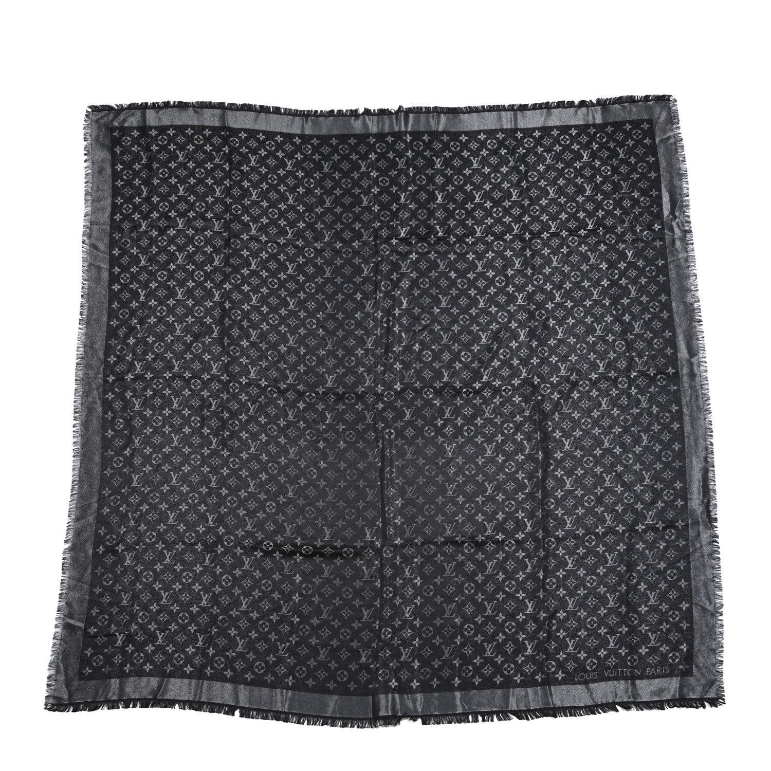 Louis Vuitton Silk Lurex Wool Monogram Shine Shawl Black 1 of 4