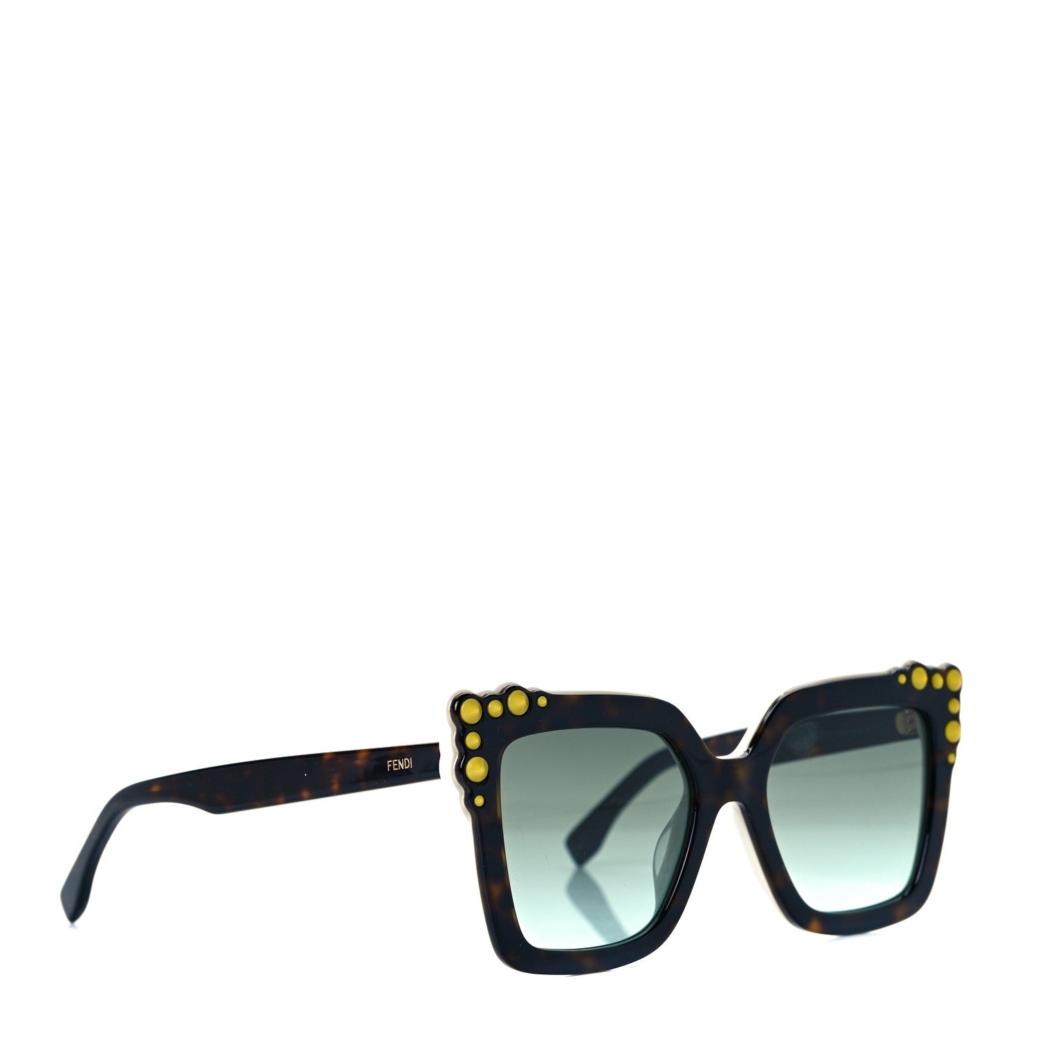 Fendi Studded Square Cat Eye Sunglasses FF 0260/S Havana 3 of 6