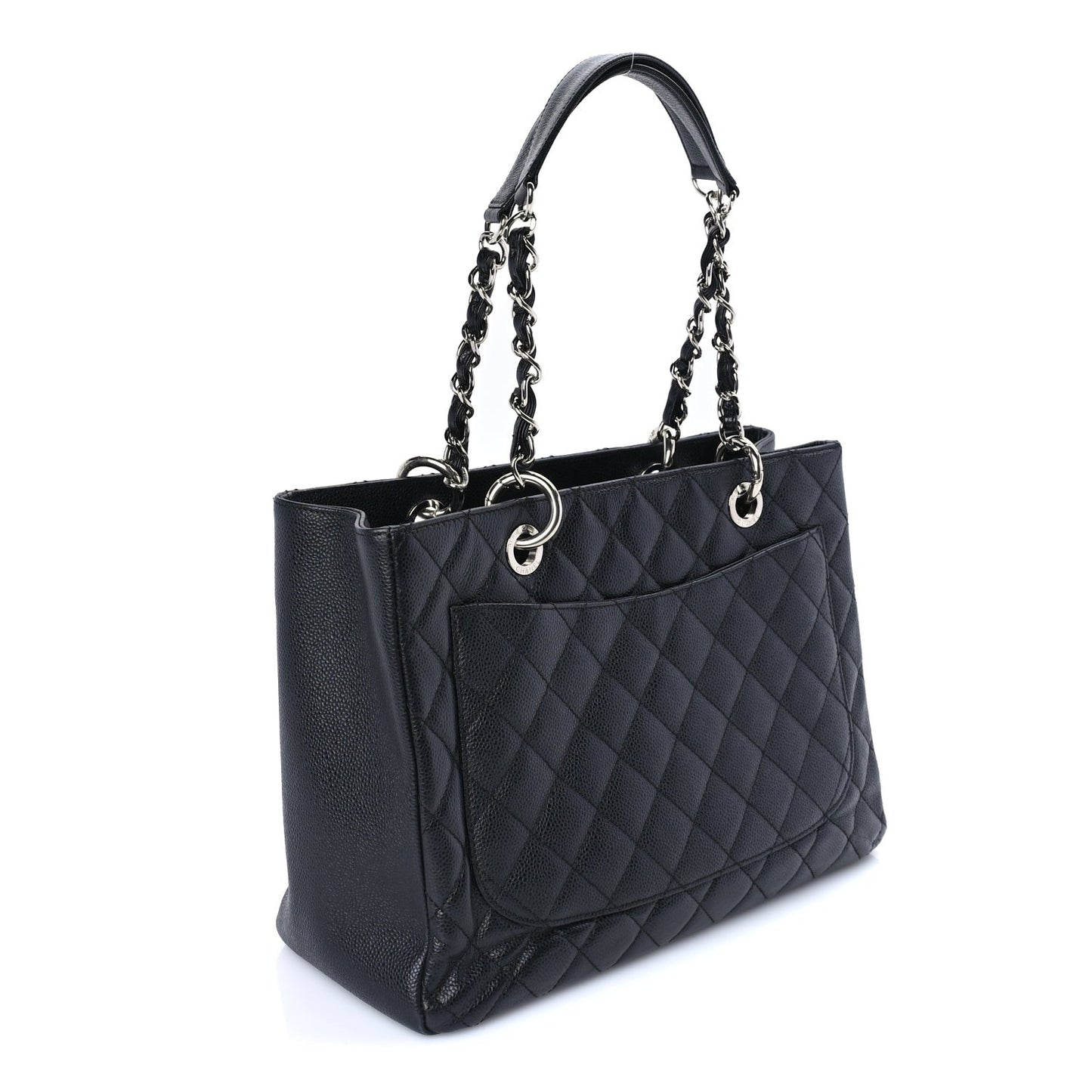 Caviar Quilted Grand Shopping Tote GST  Black