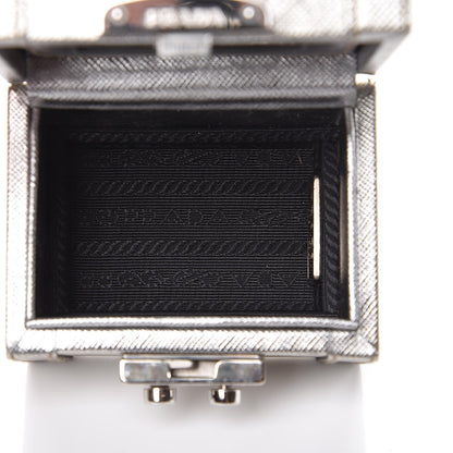 Prada Metallic Saffiano Mini Cosmetic Train Case Cromo 8 of 10