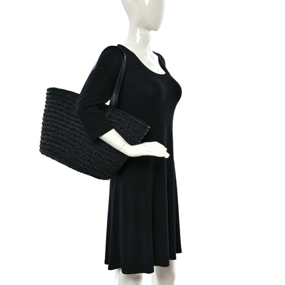 Saint Laurent Raffia Medium Panier Bag Black 2 of 9