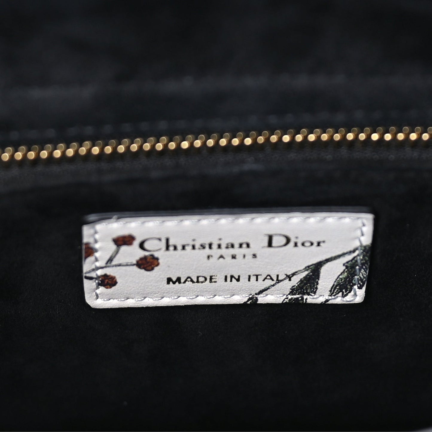 Calfskin Rosa Mutabilis Embroidered Medium Lady Dior  White Multicolor