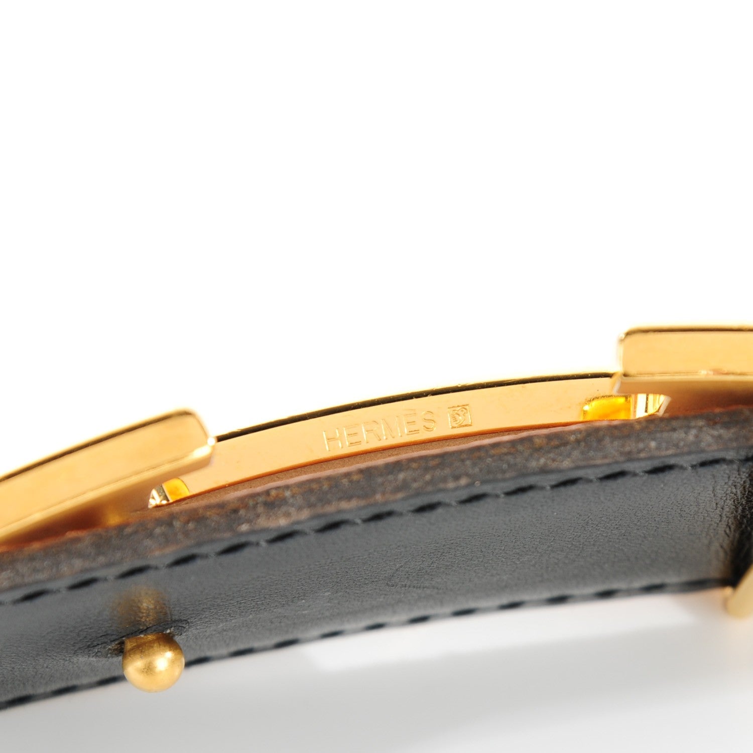 Hermes Box Togo 32mm H Belt 80 Black Gold 3 of 6