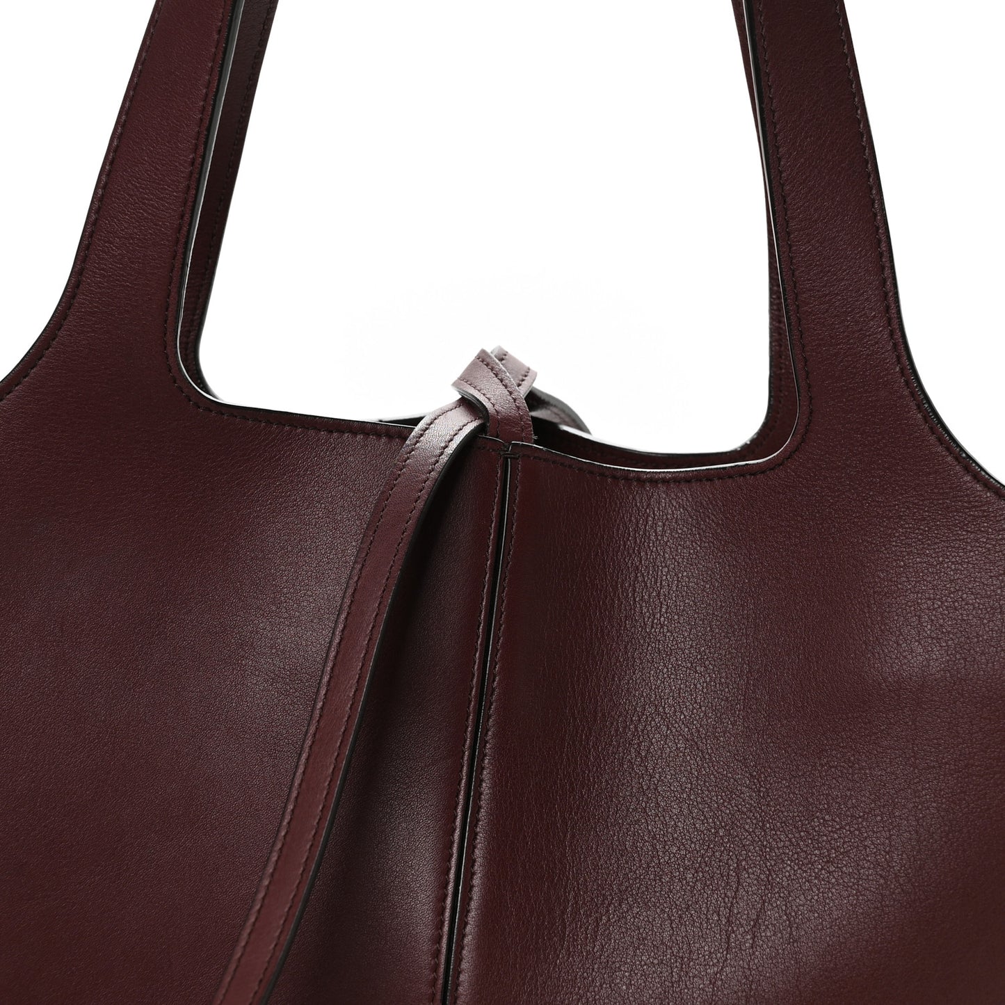 Supple Natural Calfskin Medium Tri-Fold Bag Burgundy