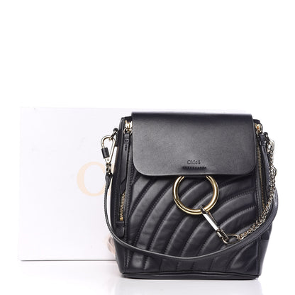 Chloe Calfskin Quilted Medium Faye Backpack Full Blue 12 of 12