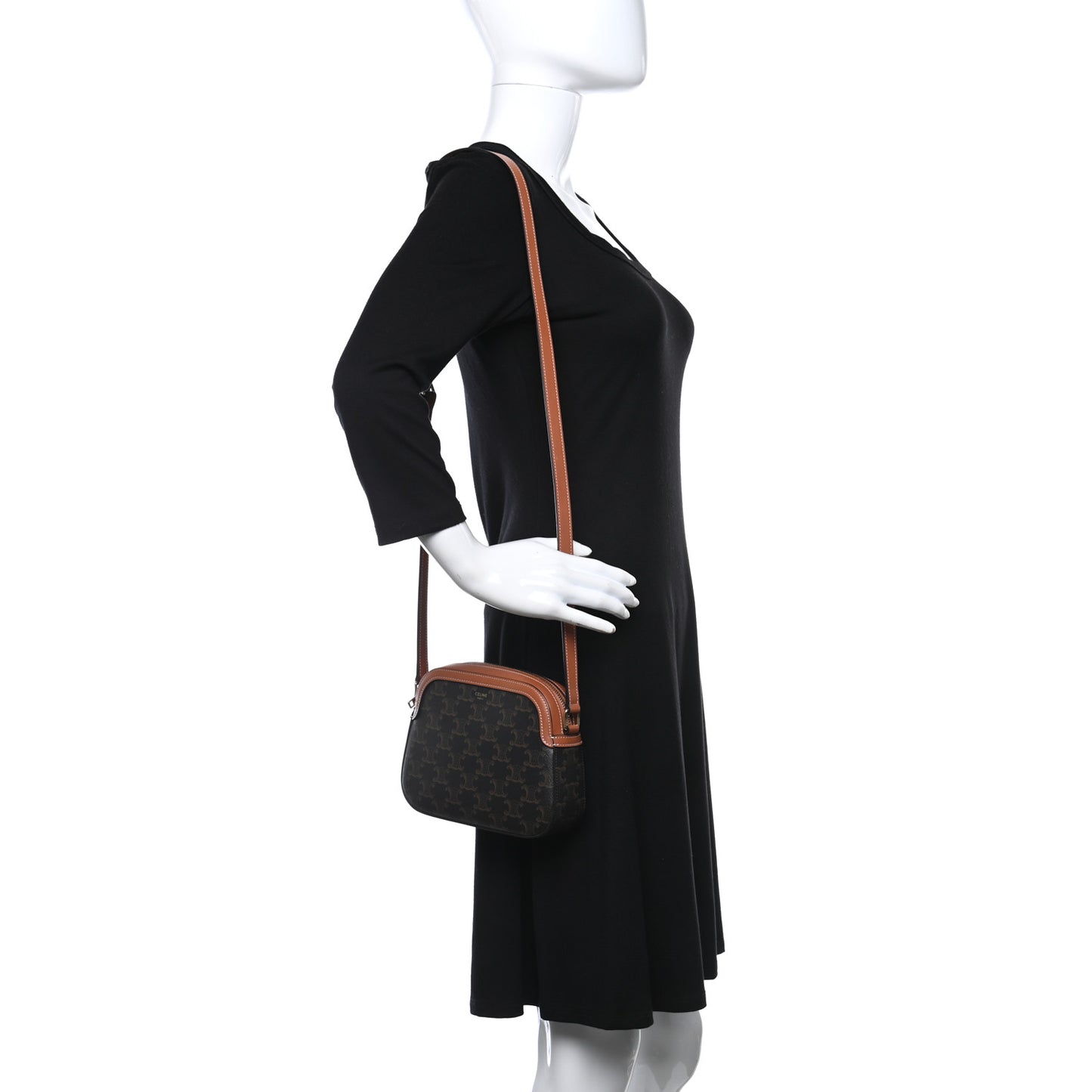 Triomphe Canvas Small Camera Bag Tan