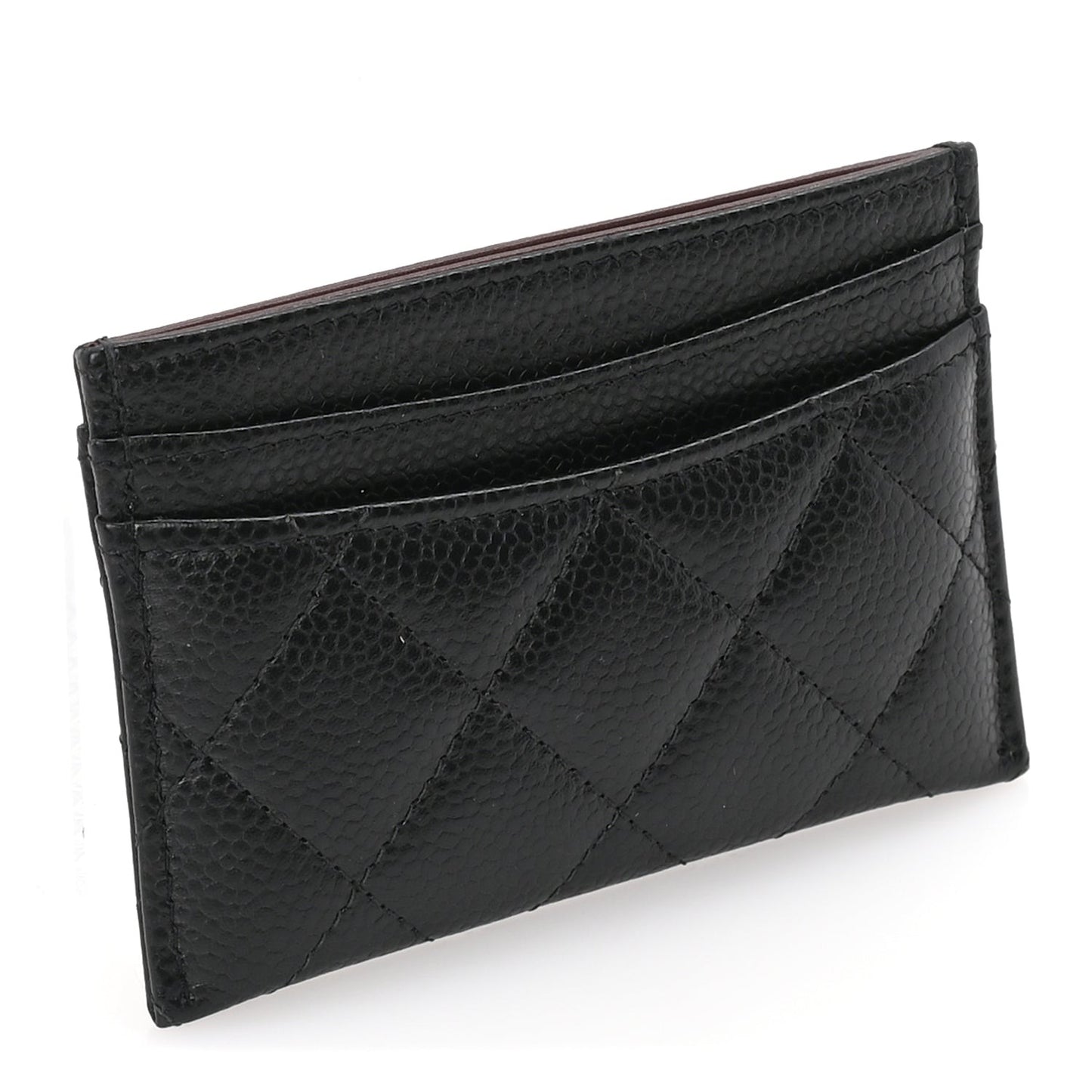 Caviar Quilted Card Holder  Black