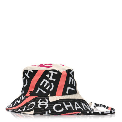 Chanel Cotton Logo Cloche Hat S Ecru Black Pink 1 of 5