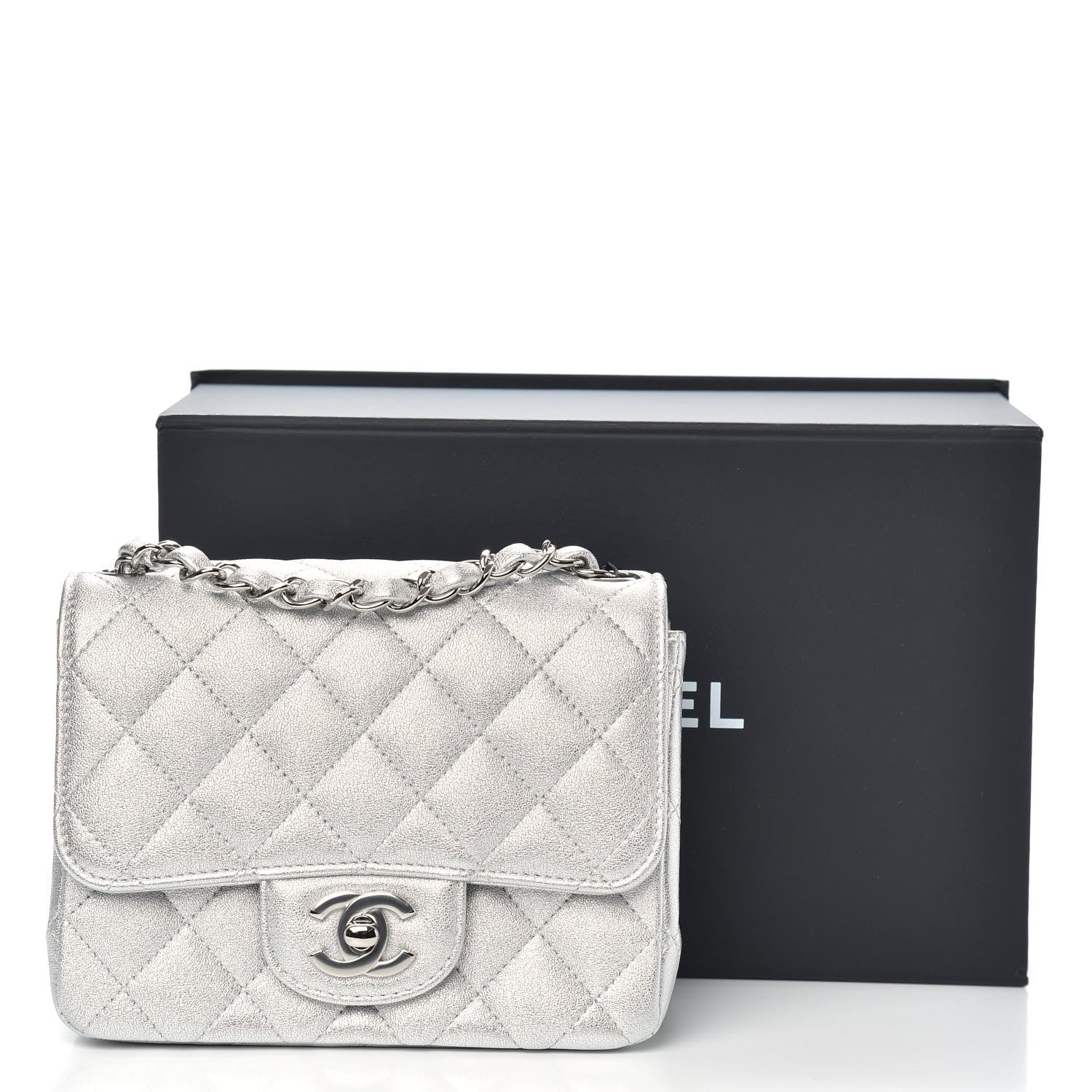 Chanel Metallic Lambskin Quilted Mini Square Flap Silver 9 of 9