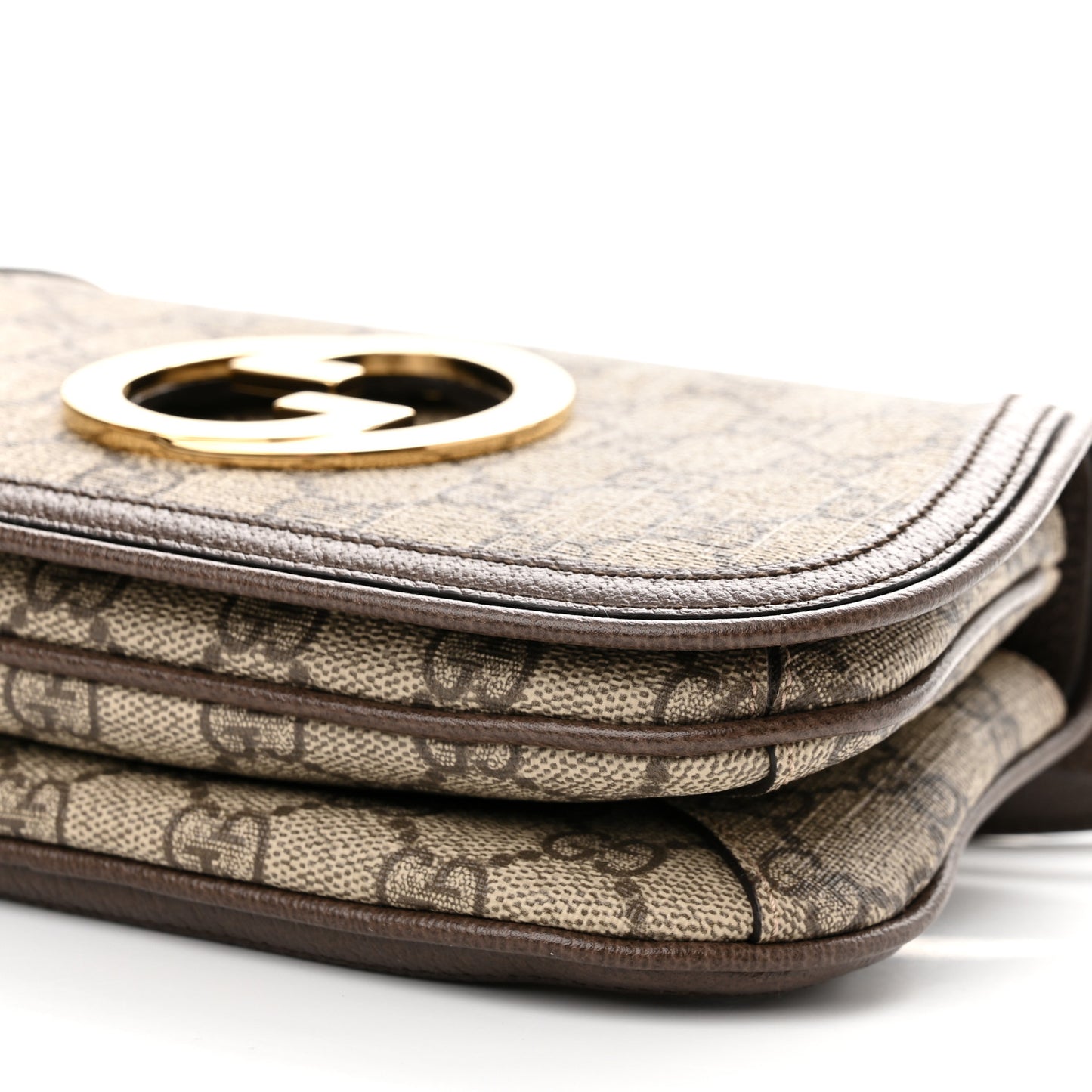 GG Supreme Monogram Textured Dollar Calfskin Mini Blondie Chain Shoulder Flap Bag Beige Ebony New Acero