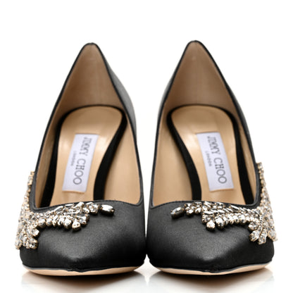 Jimmy Choo Satin Crystal Embellished Love 85mm Pumps 39 Black 2 of 11