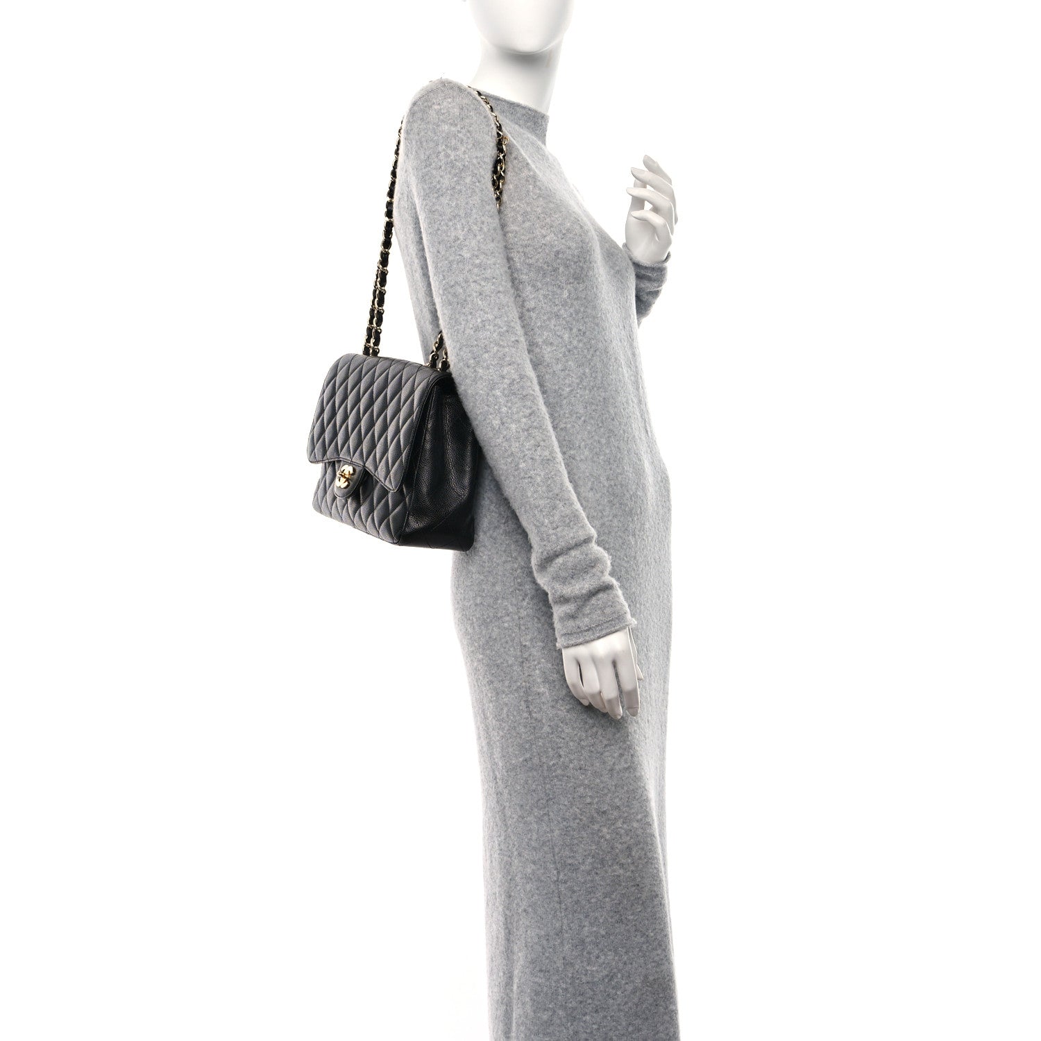 Chanel Caviar Quilted Jumbo Single Flap Black 2 of 9